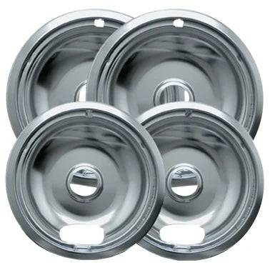 Range Kleen® Chrome Drip Bowls, Style A, 6-In. and 8-In. (4 Pack)