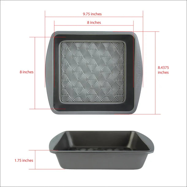 Taste of Home® 2-Piece 8-In. Non-Stick Metal Square Baking Pan Set, Ash Gray