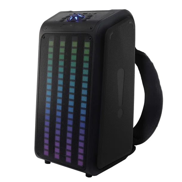 IQ Sound® Sound Traveler 20-Watt-Continuous-Power Portable Backpack Speaker with Wired Microphone and Remote