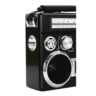 Supersonic® Portable 3-Band Radio with Bluetooth® and Flashlight, SC-1097BT (Black)