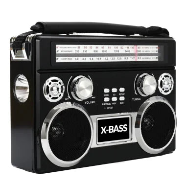 Supersonic® Portable 3-Band Radio with Bluetooth® and Flashlight, SC-1097BT (Black)
