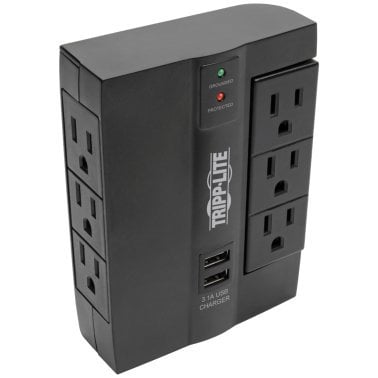 Tripp Lite® by Eaton® Protect It!® 1,200-Joules Direct Plug-in Surge Protector, 6 Outlets (3 Rotatable) and 2 USB Ports, SWIVEL6USB