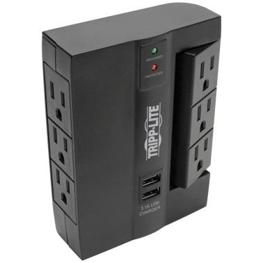 Tripp Lite® by Eaton® Protect It!® 1,200-Joules Direct Plug-in Surge Protector, 6 Outlets (3 Rotatable) and 2 USB Ports, SWIVEL6USB