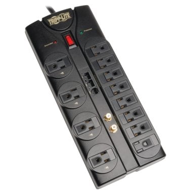 Tripp Lite® by Eaton® Protect It!® 2,880-Joules Surge Protector with Telephone, Modem, and Ethernet Protection, 12 Outlets, 8-Ft. Cord, TLP1208SAT