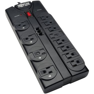 Tripp Lite® by Eaton® Protect It!® 2,160 Joules, Power Strip Surge Protector with Telephone and Modem Protection, 12 Outlets, 8-Ft. Cord, TLP1208TEL