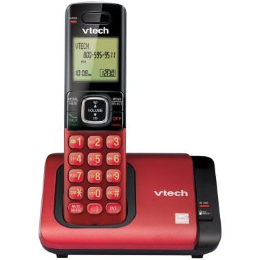 VTech® DECT 6.0 1-Handset Corded Cordless Phone System with Caller ID/Call Waiting. Red and Black