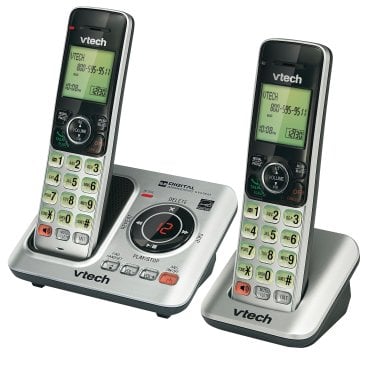 VTech® DECT 6.0 Corded Cordless Expandable Phone Combo with Caller ID, Call Waiting, and Answering System, Silver and Black (2-Handset System)