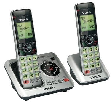 VTech® DECT 6.0 Corded Cordless Expandable Phone Combo with Caller ID, Call Waiting, and Answering System, Silver and Black (2-Handset System)