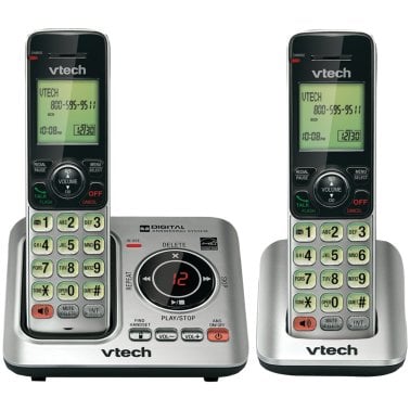 VTech® DECT 6.0 Corded Cordless Expandable Phone Combo with Caller ID, Call Waiting, and Answering System, Silver and Black (2-Handset System)