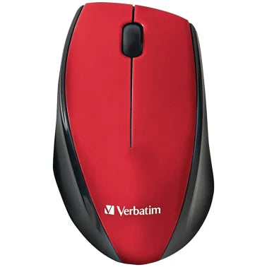 Verbatim® Cordless Blue-LED Computer Mouse, Multi-Trac, 3 Buttons, 2.4 GHz (Red)