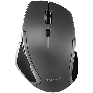 Verbatim® Cordless Blue-LED Deluxe Notebook Mouse, Ergonomic, 6 Buttons, 2.4 GHz (Graphite)