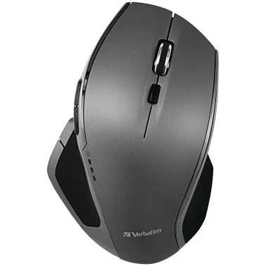 Verbatim® Cordless Deluxe Blue-LED Computer Mouse, Ergonomic, 8 Buttons, 2.4 GHz (Graphite)