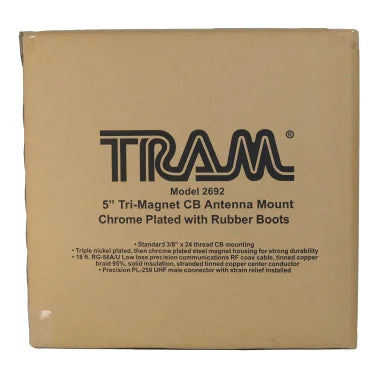 Tram® 5-Inch Tri-Magnet CB Antenna Mount with Rubber Boots and 18-Foot RG58A/U Coaxial Cable