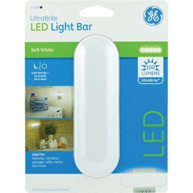 GE® UltraBrite™ 100-Lumen LIght-Sensing LED Light Bar and Night-Light, White, 12498