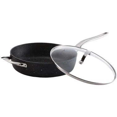 THE ROCK™ by Starfrit® 11", 4.7-Quart Deep Sauté Pan with Glass Lid & Stainless Steel Handles