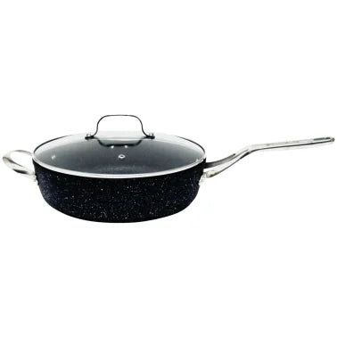 THE ROCK™ by Starfrit® 11", 4.7-Quart Deep Sauté Pan with Glass Lid & Stainless Steel Handles