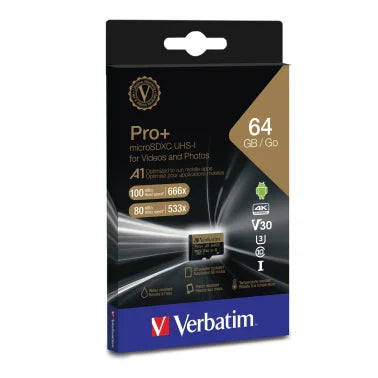 Verbatim® 64 GB Pro Plus 666X microSDXC™ Memory Card with Adapter