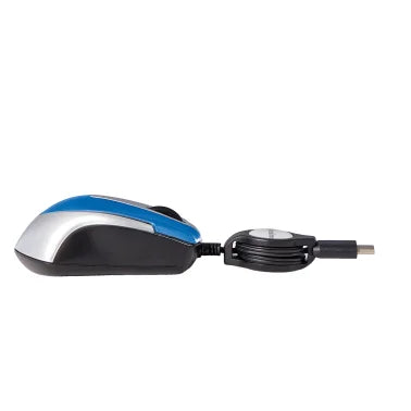 Verbatim® Corded Optical Computer Mouse, Mini Travel, 3 Buttons, USB-C® (Blue)