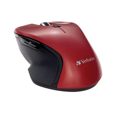 Verbatim® Wireless Blue-LED Computer Mouse with USB-C® Nano Receiver, 6 Buttons, 2.4 GHz (Red)