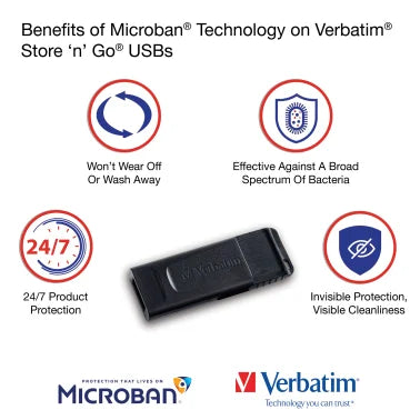 Verbatim® Store ‘n’ Go® USB-A Flash Drives, Business Bulk 10 Count, Black (32 GB)