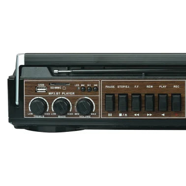 Audiobox® RXC-25BT 10-Watt Portable Cassette Player and Recorder Boombox with 3-Band Radio, Bluetooth®, and Speakers (Black)