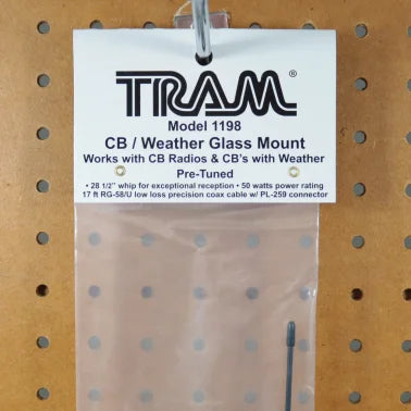 Tram® CB/Weather-Band Glass-Mount Antenna with RG58/U Cable and PL-259 Connector