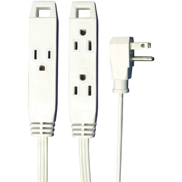 Axis™ 3-Prong 3-Outlet Wall-Hugger Indoor Grounded Extension Cord (White)