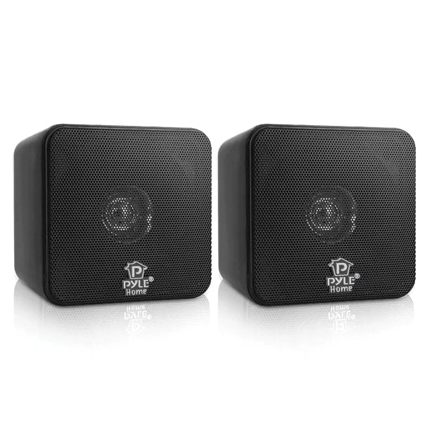 Pyle® 200-Watt 4-In. Mini-Cube Bookshelf Speaker Set, Black, 2 Count