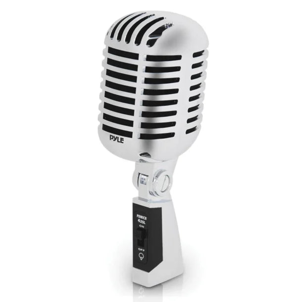 Pyle® Classic Retro Vintage-Style Dynamic Vocal Microphone (Silver)