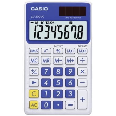 CASIO® Solar Wallet Calculator with 8-Digit Display (Blue)