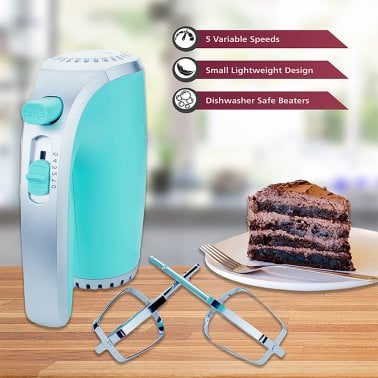 Brentwood® Lightweight 5-Speed 150-Watt Electric Hand Mixer (Blue)