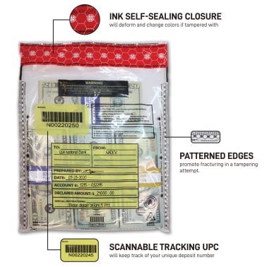 Nadex Coins™ Tamper-Evident 9-In. x 12-In. Clear FRAUDSTOPPER® Bank Deposit Bags (500 Pack)