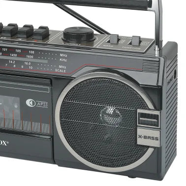 Audiobox® RXC-25BT 10-Watt Portable Cassette Player and Recorder Boombox with 3-Band Radio, Bluetooth®, and Speakers (Black)
