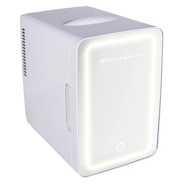 Frigidaire® .35 Cubic-Foot 10-Liter 15-Can Mini Portable Personal Fridge with Lighted Mirror Door (White)