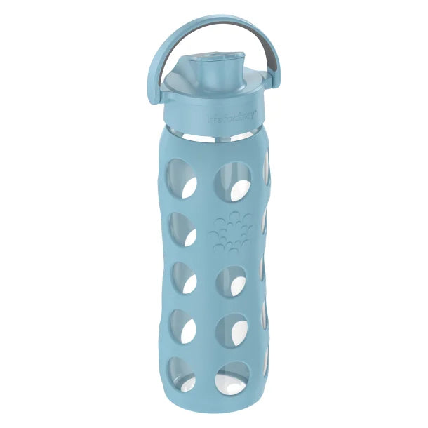 Lifefactory® 22-Oz. Glass Water Bottle with Active Flip Cap and Protective Silicone Sleeve (Denim)