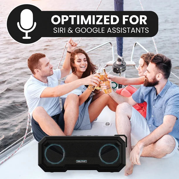 Dolphin® Audio DR-40 Diver Mini 20-Watt-Continuous-Power Bluetooth® Waterproof Portable Speaker with Lights and Speakerphone