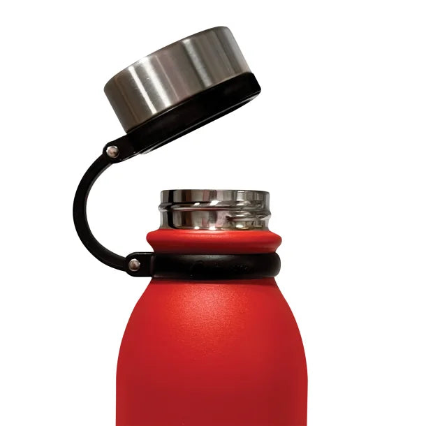 Outdoors Professional 20-Oz. Stainless Steel Double-Walled Vacuum-Insulated Travel Bottle with Leakproof Screw Cap (Red)