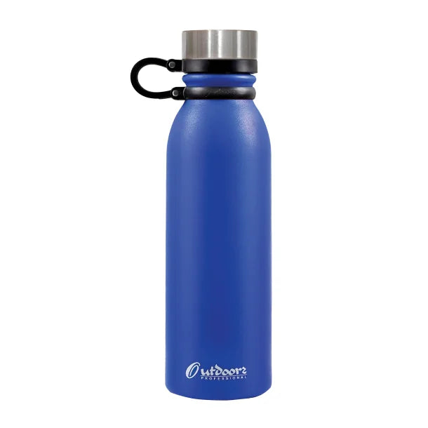 Outdoors Professional 20-Oz. Stainless Steel Double-Walled Vacuum-Insulated Travel Bottle with Leakproof Screw Cap (Blue)