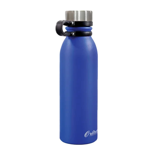 Outdoors Professional 20-Oz. Stainless Steel Double-Walled Vacuum-Insulated Travel Bottle with Leakproof Screw Cap (Blue)