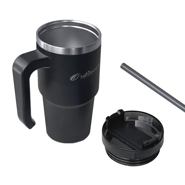 Outdoors Professional 20-Oz. Stainless Steel Double-Walled Insulated Tumbler with Straw (Black)