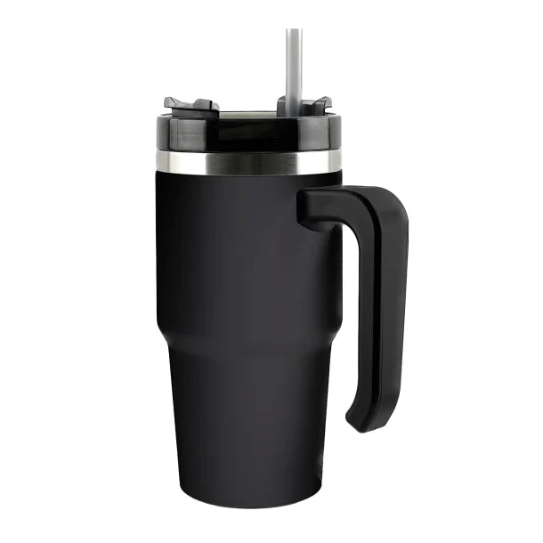 Outdoors Professional 20-Oz. Stainless Steel Double-Walled Insulated Tumbler with Straw (Black)