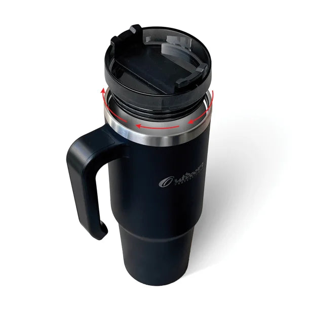 Outdoors Professional 30-Oz. Stainless Steel Double-Walled Insulated Tumbler with Straw (Black)