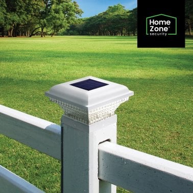 Home Zone Security® Outdoor Solar Post Cap Lights for 3.5-In. x 3.5-In. and 4-In. x 4-In. Posts, 2 Pack (White)