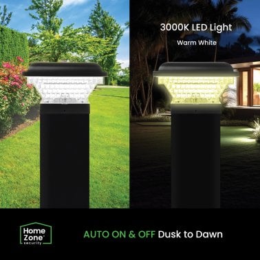 Home Zone Security® Outdoor Solar Post Cap Lights for 3.5-In. x 3.5-In. and 4-In. x 4-In. Posts, 2 Pack (Black)