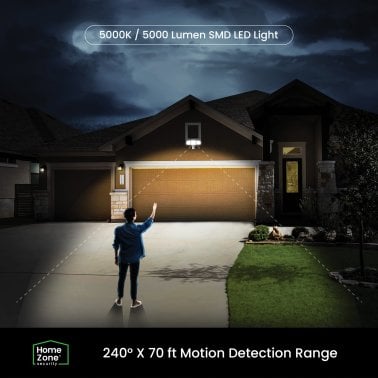 Home Zone Security® SMD 240° 3-Light Motion-Sensing Intergrated Linkable LED Flood Light, 5,000 Lumens