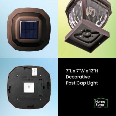 Home Zone Security® 12-Lumen-Each 4 x 4 Solar LED Post Cap Lights (Bronze)