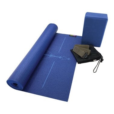 GoFit® Complete Yoga Kit with Yoga Mat, Foam Block, Strap, Yoga Pose Wall Chart, and Carrying Bag