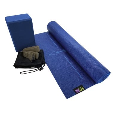 GoFit® Complete Yoga Kit with Yoga Mat, Foam Block, Strap, Yoga Pose Wall Chart, and Carrying Bag