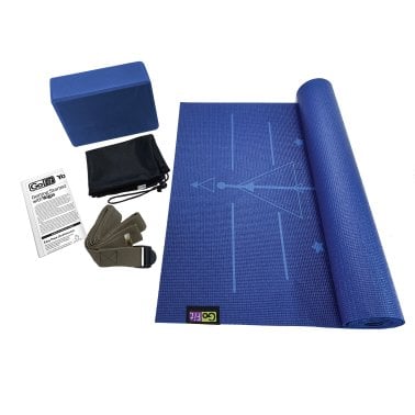 GoFit® Complete Yoga Kit with Yoga Mat, Foam Block, Strap, Yoga Pose Wall Chart, and Carrying Bag