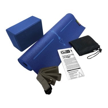 GoFit® Complete Yoga Kit with Yoga Mat, Foam Block, Strap, Yoga Pose Wall Chart, and Carrying Bag